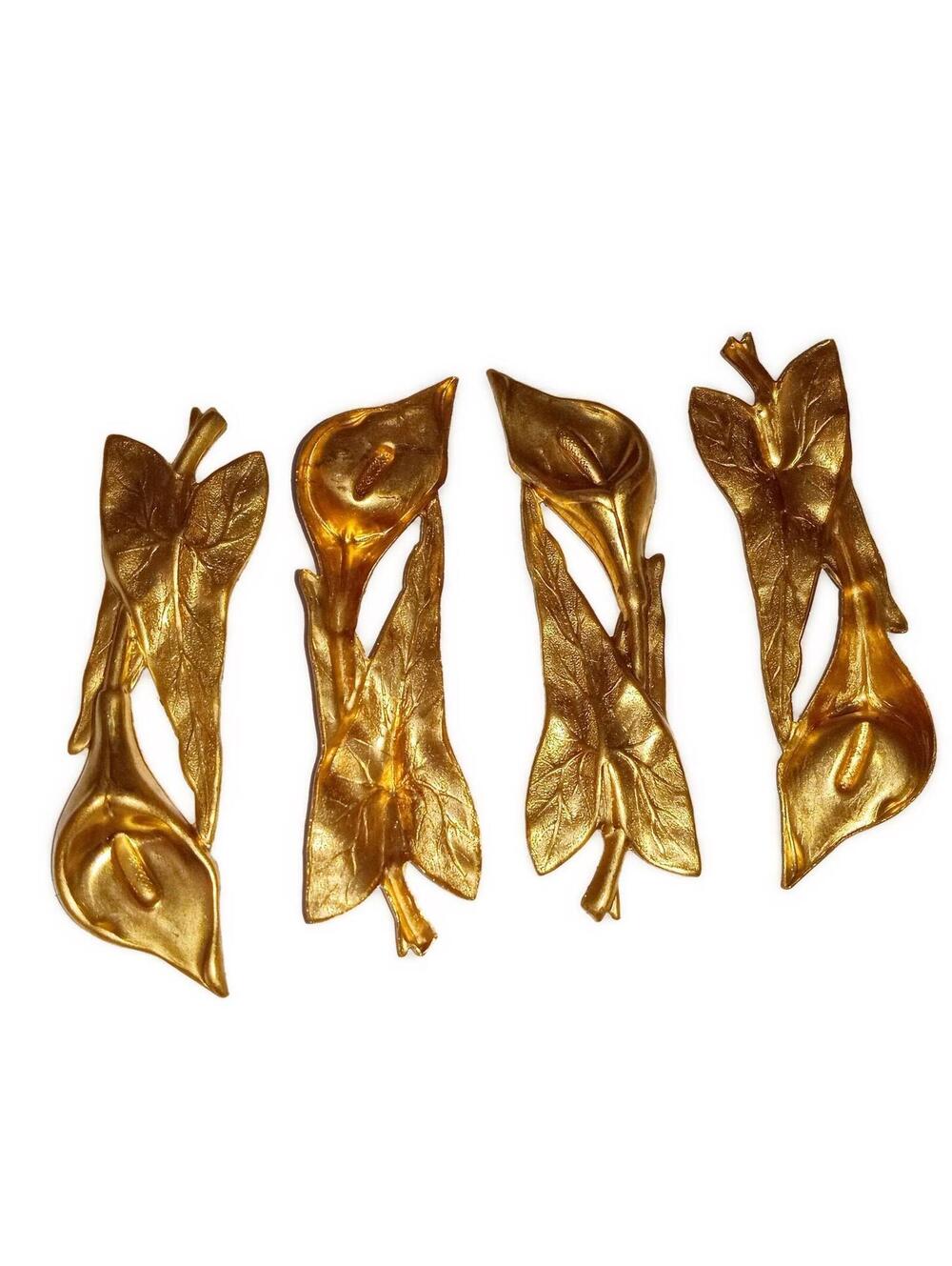 French Lily and Leaf Vintage Brass Stampings